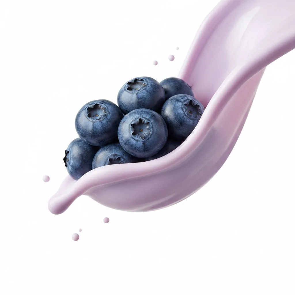 Macro Food Photography of Blueberries and Yogurt reference