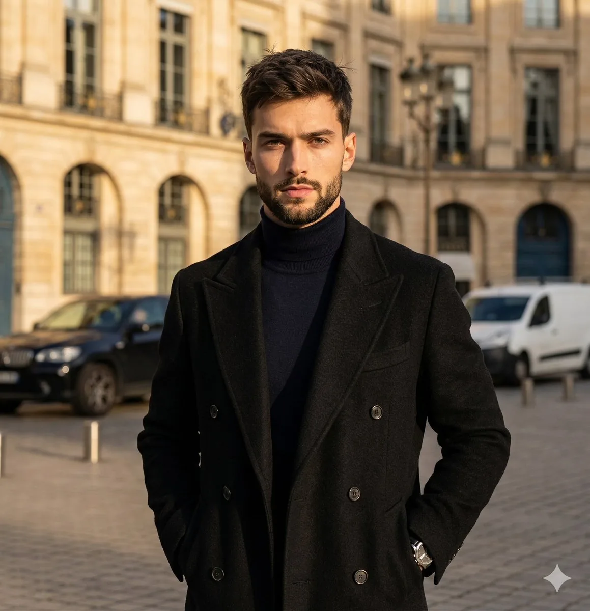 High-Contrast Street Fashion Editorial Portrait - Nano Banana Pro AI Prompt for Product Marketing reference
