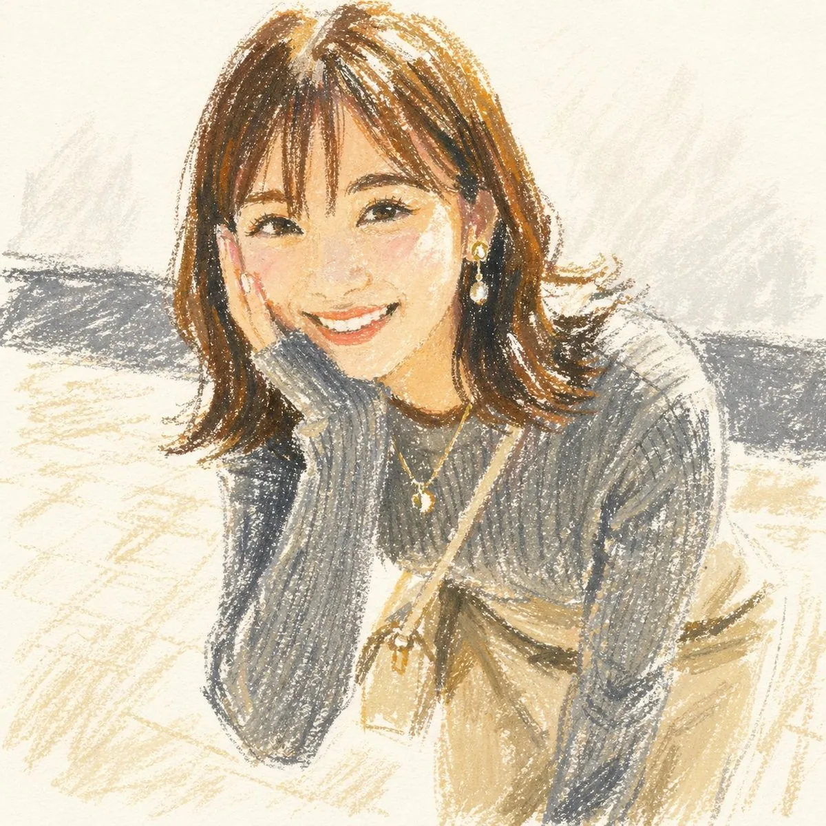 Cute Oil Pastel Woman Portrait reference