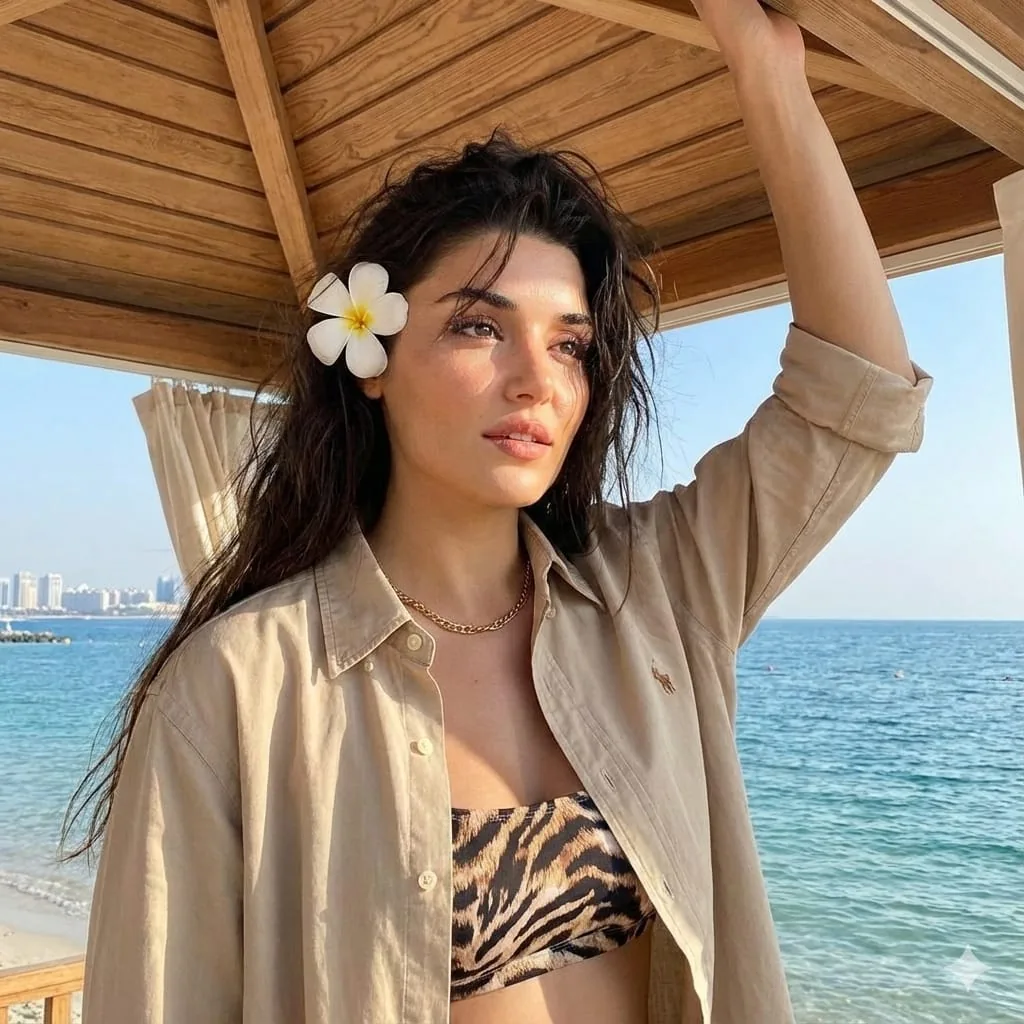 Tropical Outdoor Portrait with Face Preservation reference