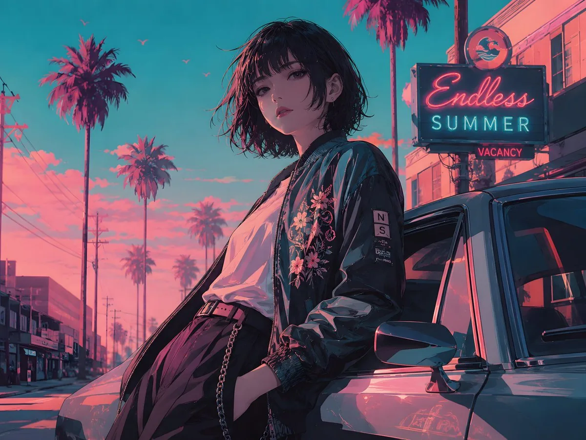 Retro Anime Endless Summer Street reference