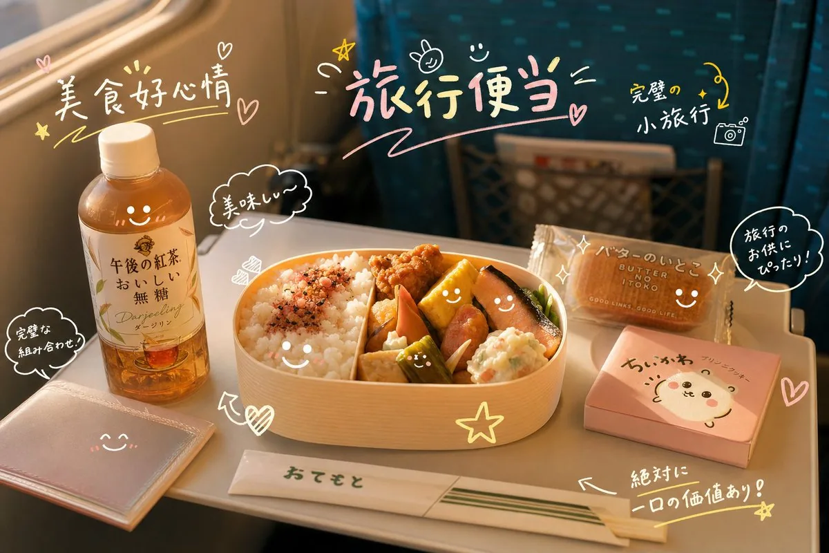 Cute Doodle Train Bento Photo reference