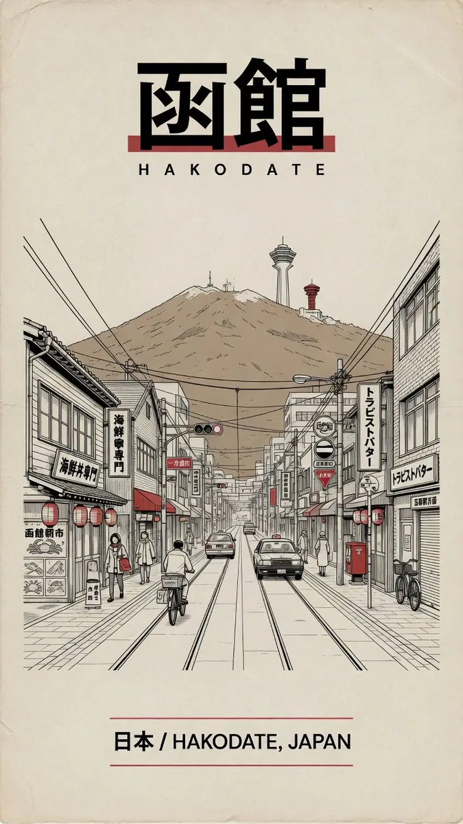 Vintage Hakodate Travel Poster reference