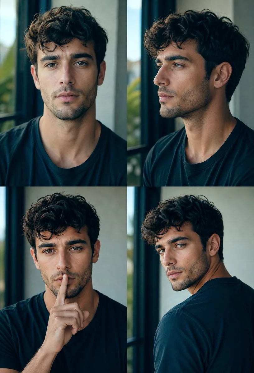 Four-Panel Male Hairstyle Reference reference