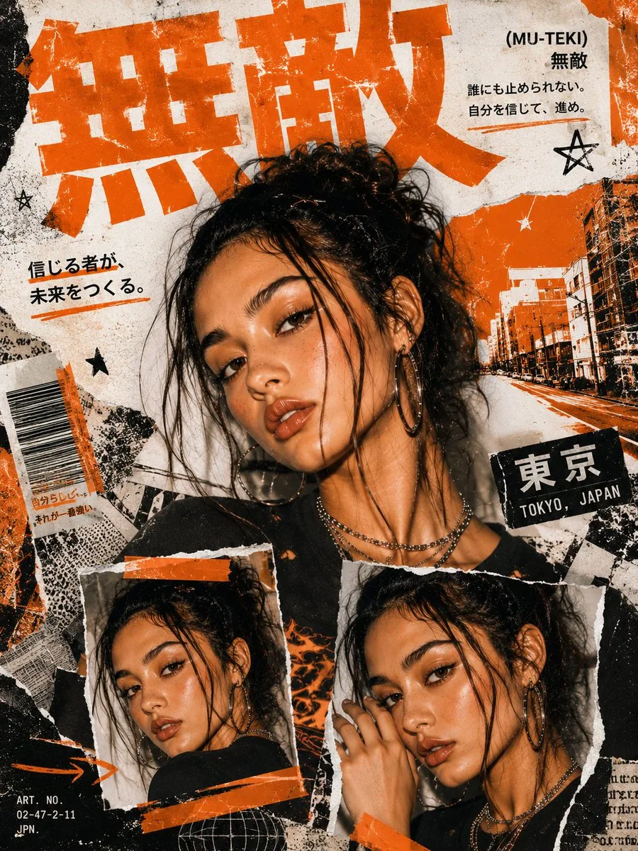 Y2K Japanese Street Editorial Poster reference