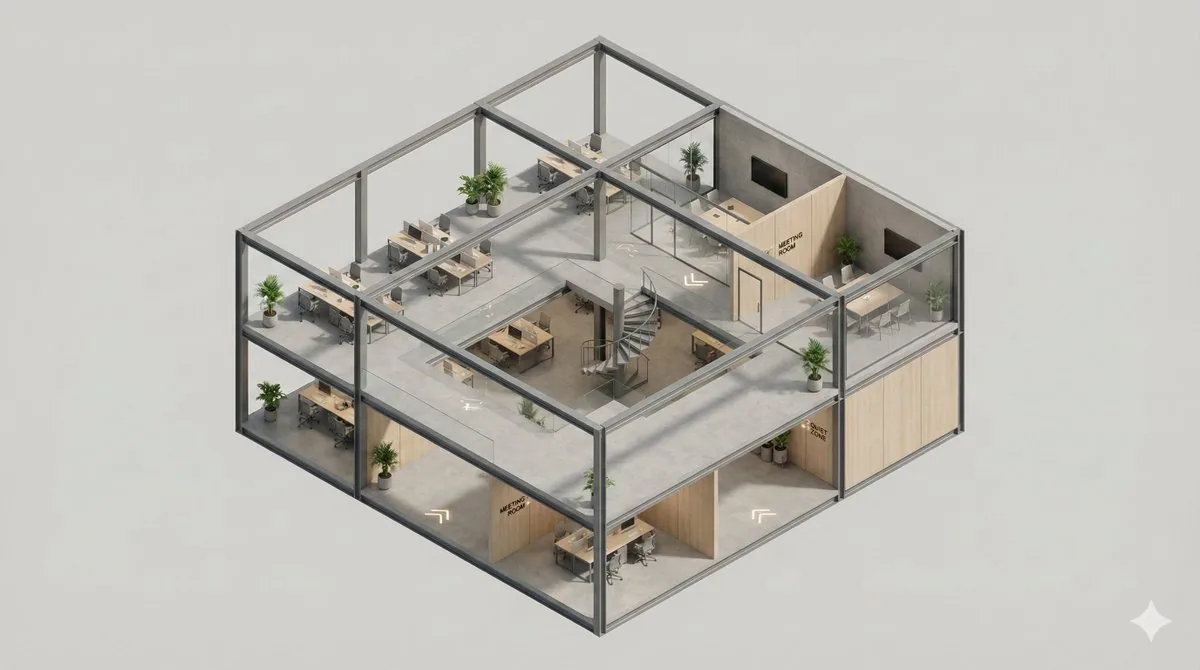 Minimalist 3D Isometric Architectural Diorama reference