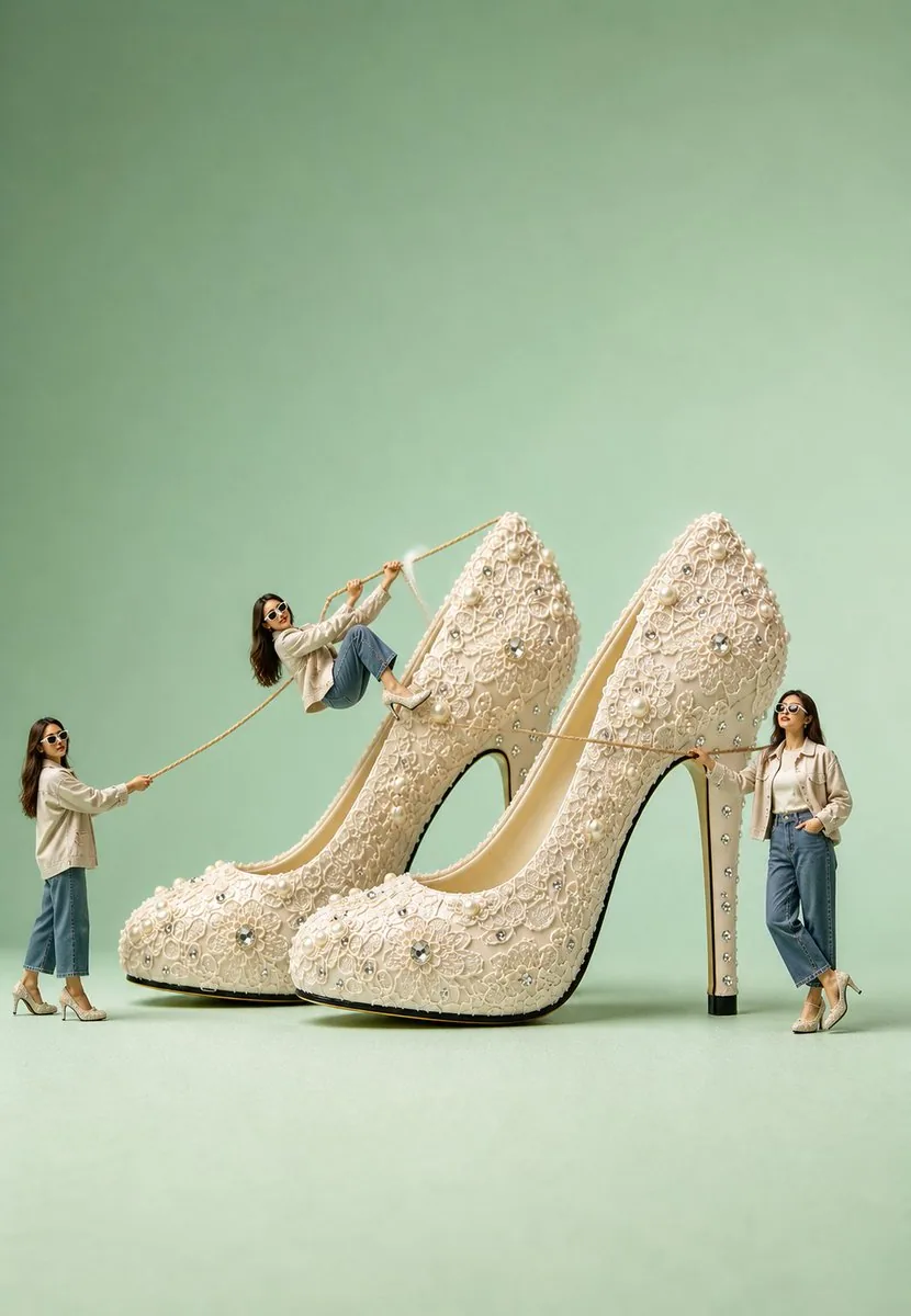 Surreal Ivory Bridal Sandal Photography reference