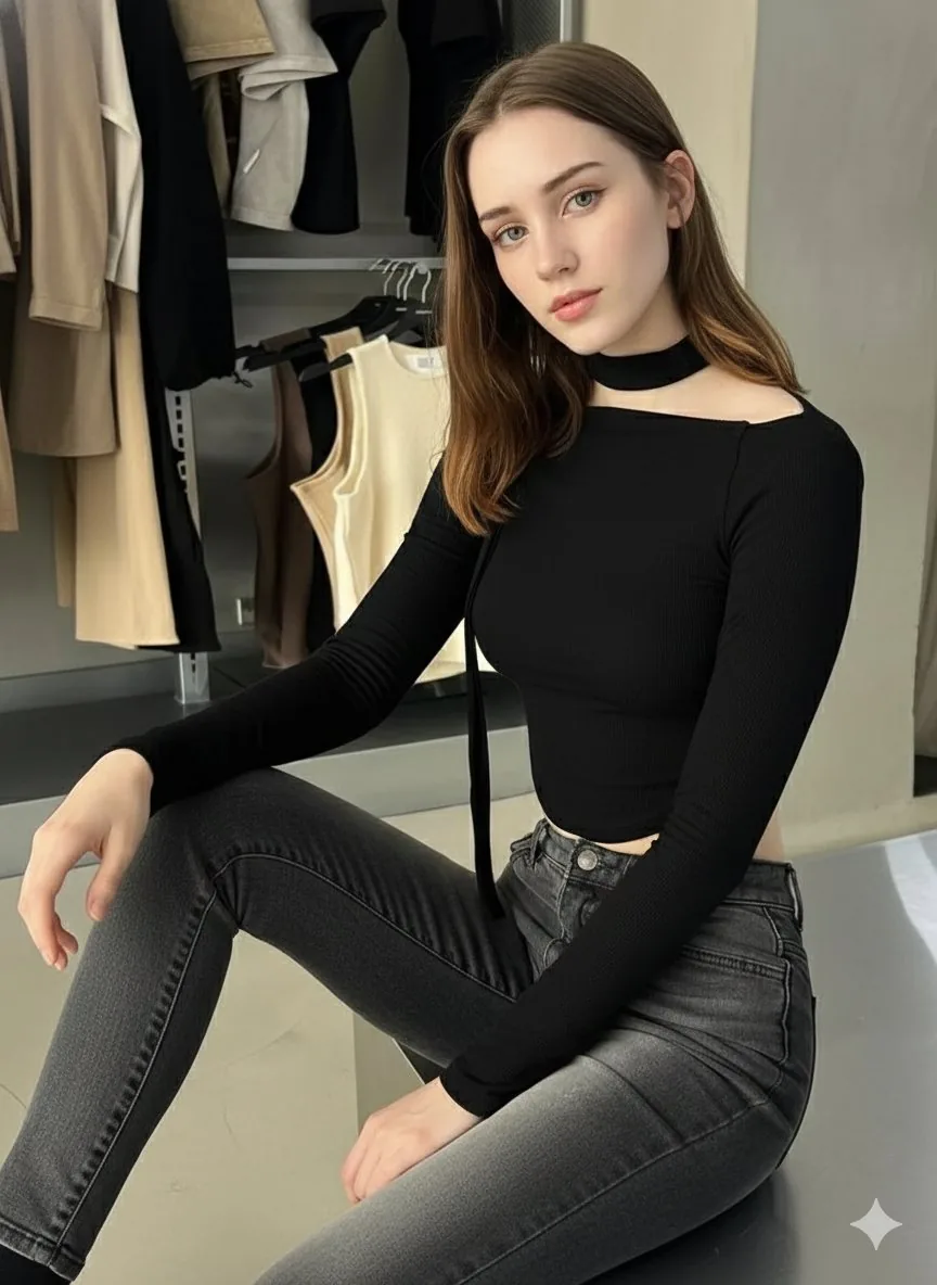 Fashion Try-On Room Selfie Prompt reference