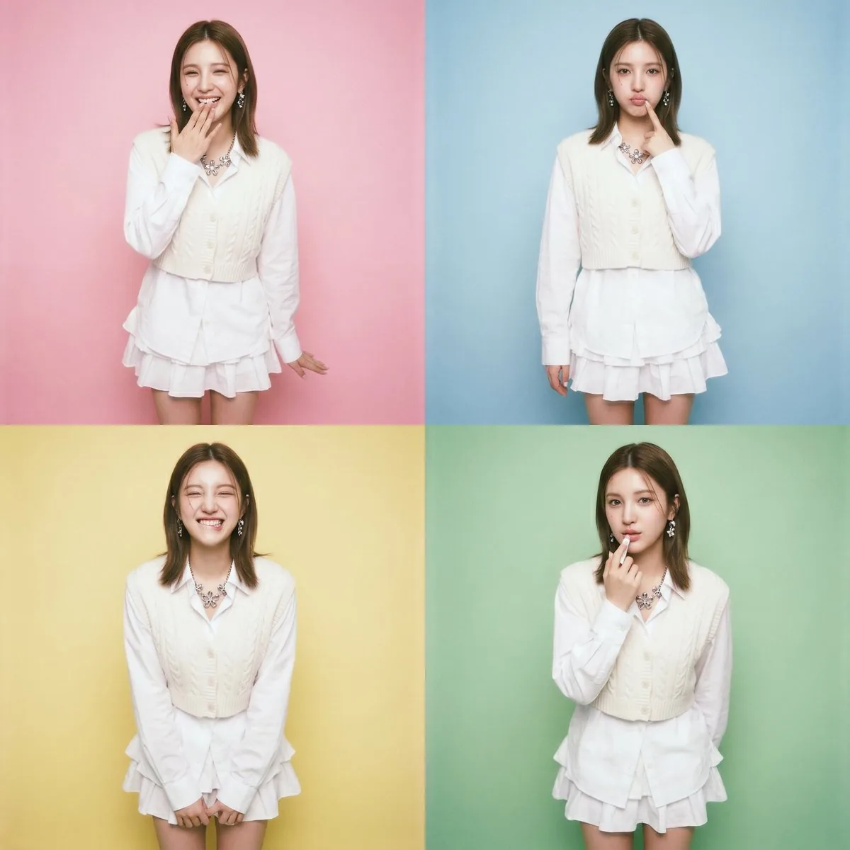 Asian Girl Photo Booth Grid - Nano Banana Pro AI Prompt for Profile / Avatar reference