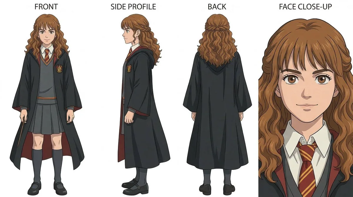 Ghibli-Inspired Character Turnaround reference