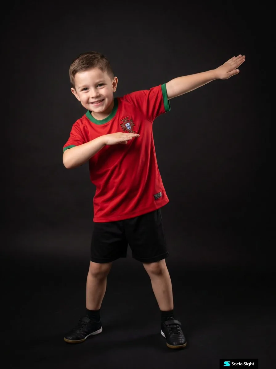 Studio Sports Photography Child Portrait - Nano Banana Pro AI Prompt for Product Marketing reference