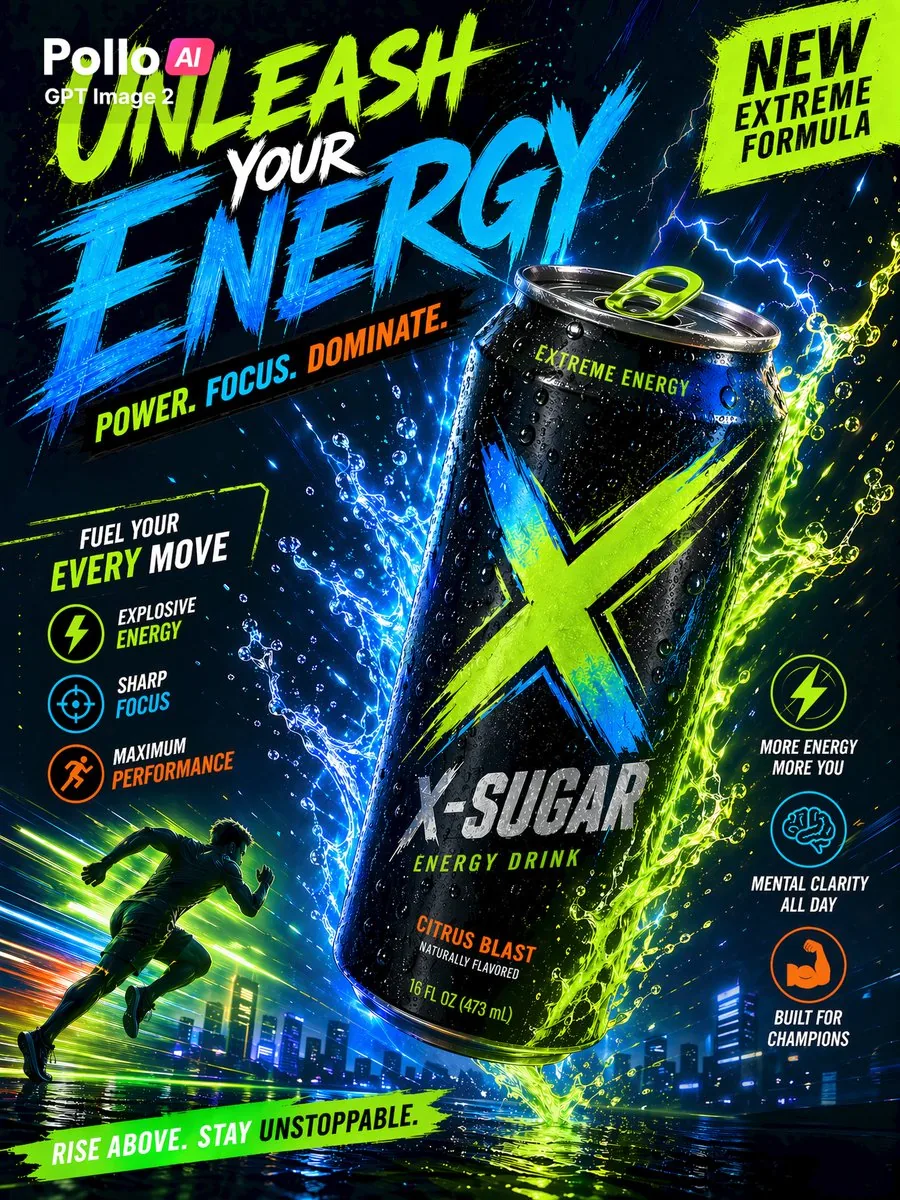 Neon Energy Drink Sports Poster reference