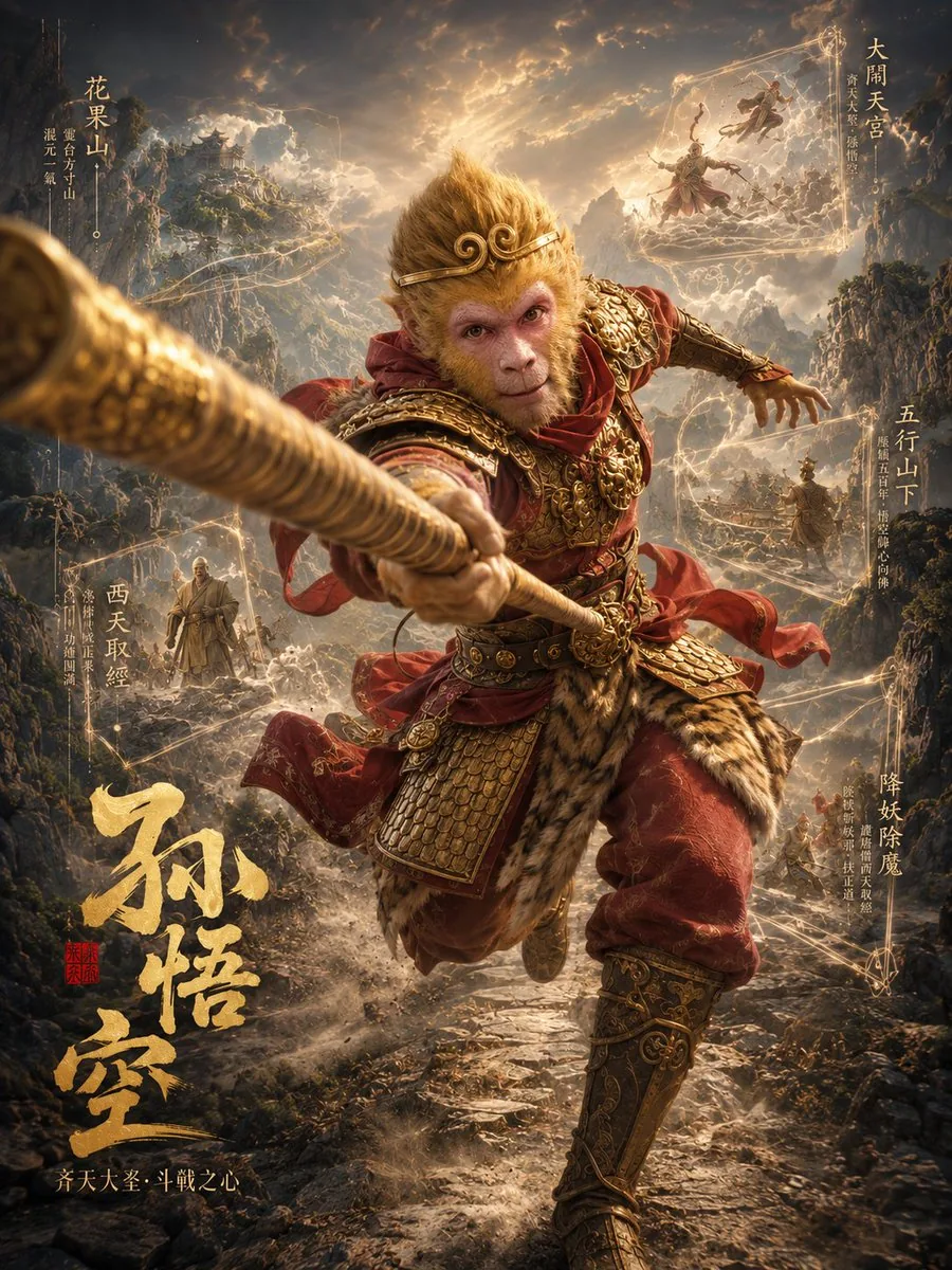 Sun Wukong Epic Fantasy Poster reference