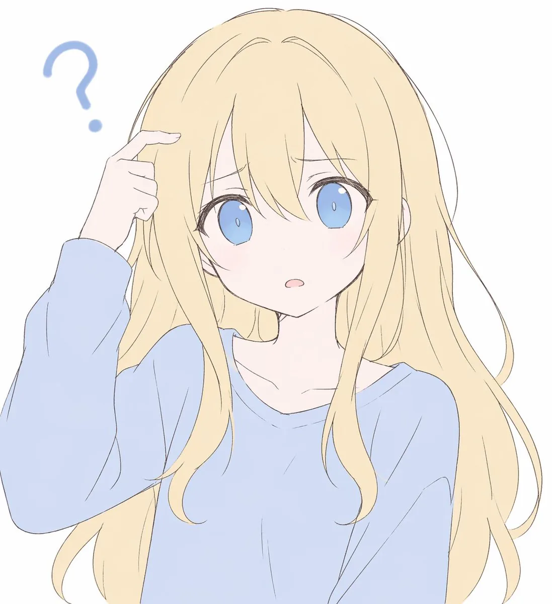 Confused Blonde Anime Girl Portrait reference