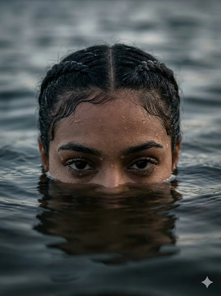 Dramatic Water Emergence Portrait reference