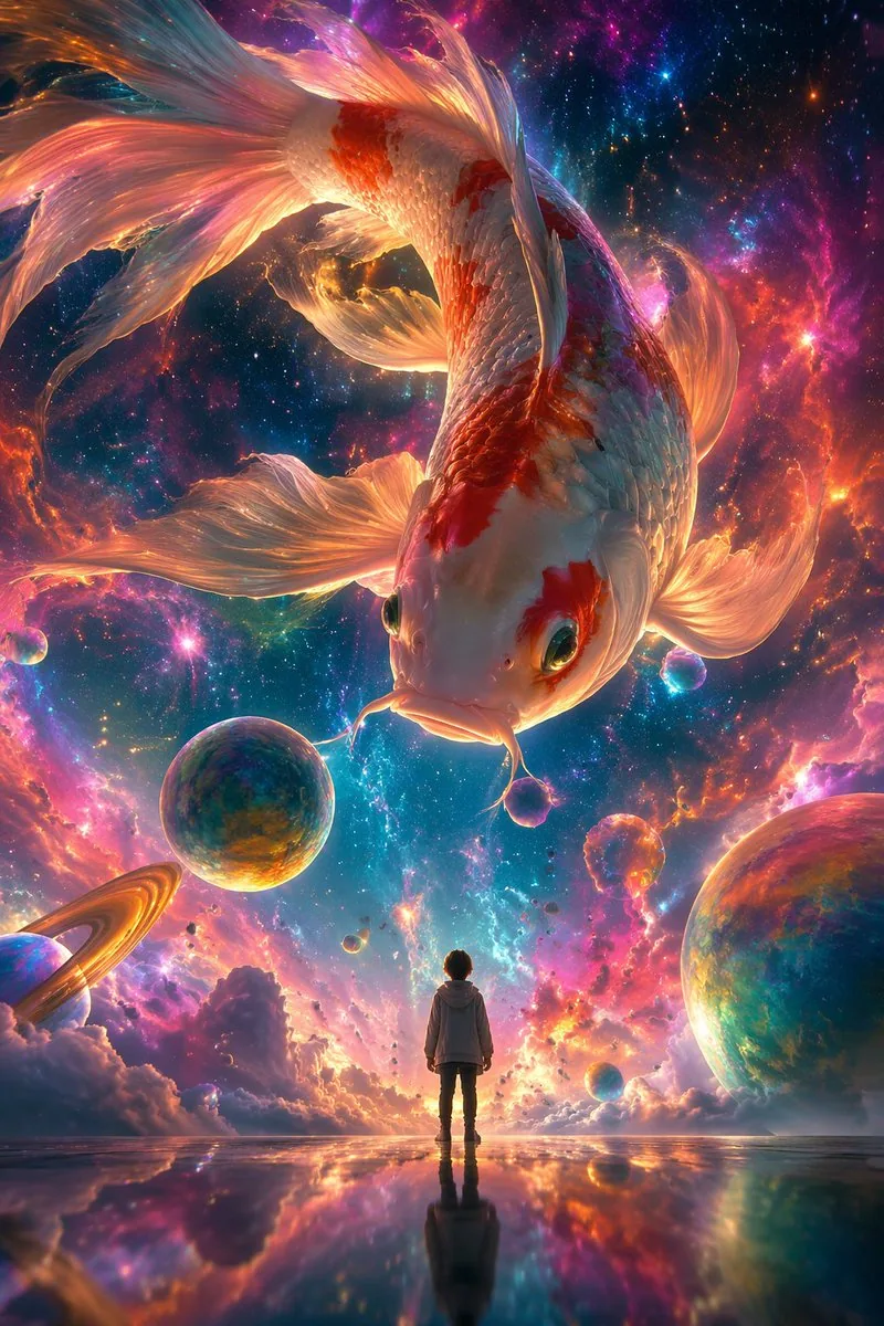 Surrealist Koi Fish Illustration reference