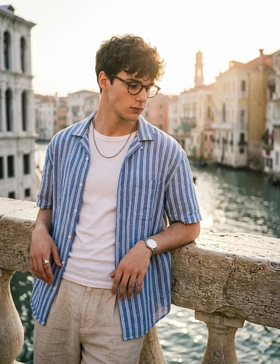 Candid Portrait at Venice Rialto Bridge - Nano Banana Pro AI Prompt for Social Media Post reference
