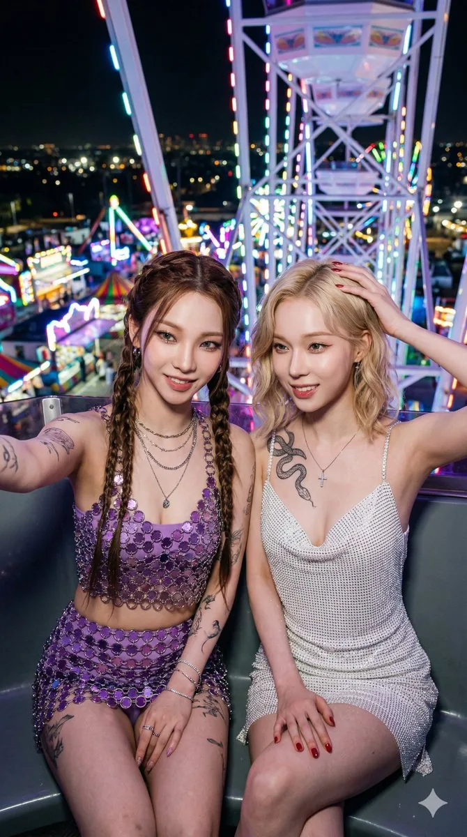 Photorealistic Night Selfie on a Ferris Wheel - Nano Banana Pro AI Prompt for Social Media Post reference