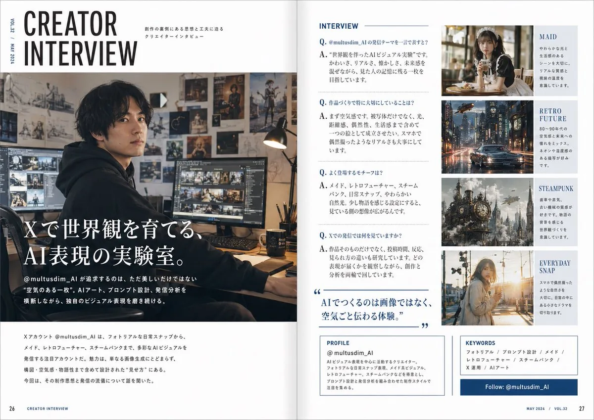 Japanese Creator Interview Magazine Spread reference