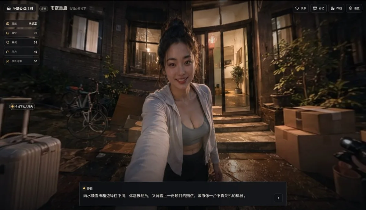 Rainy Night Visual Novel Game Screen reference