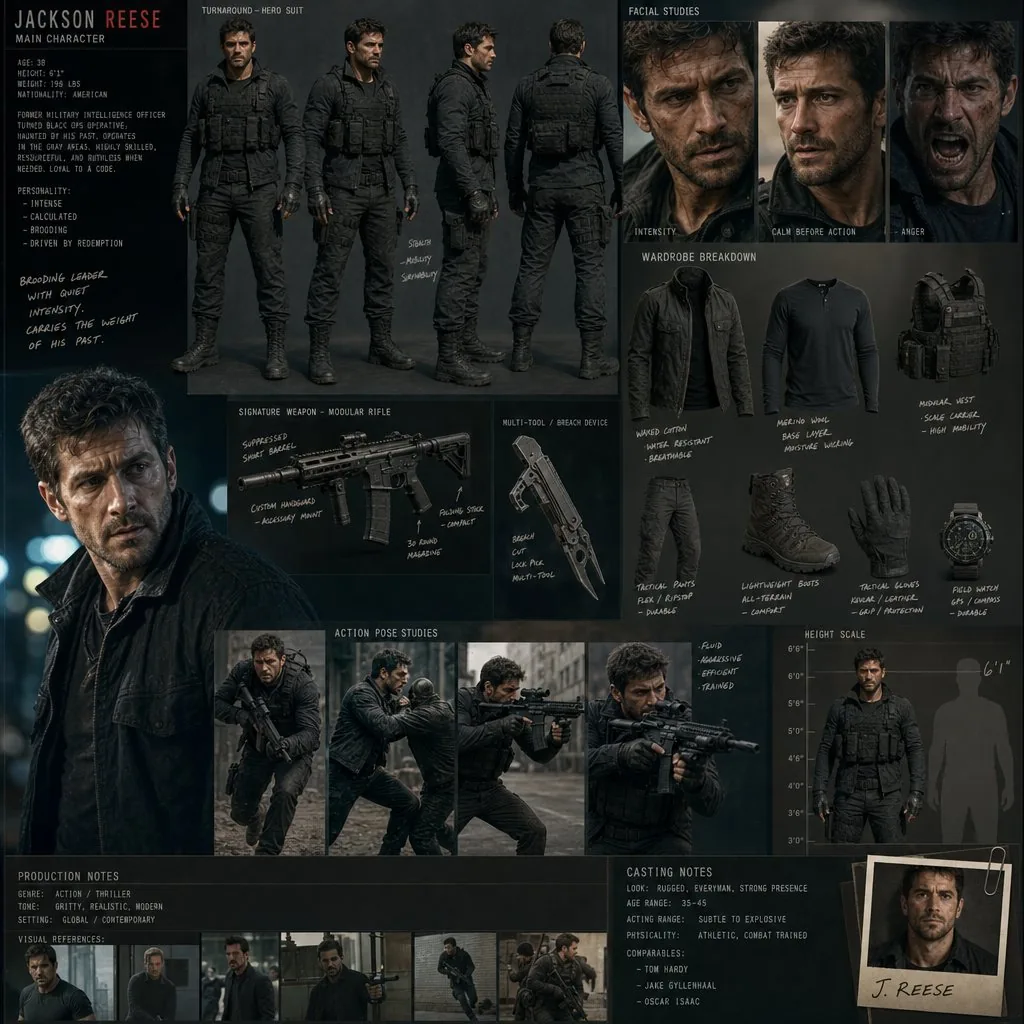 Hollywood Action Film Character Board reference