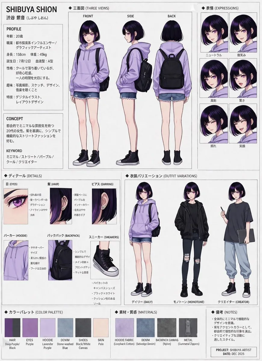 Comprehensive Character Design Sheet reference