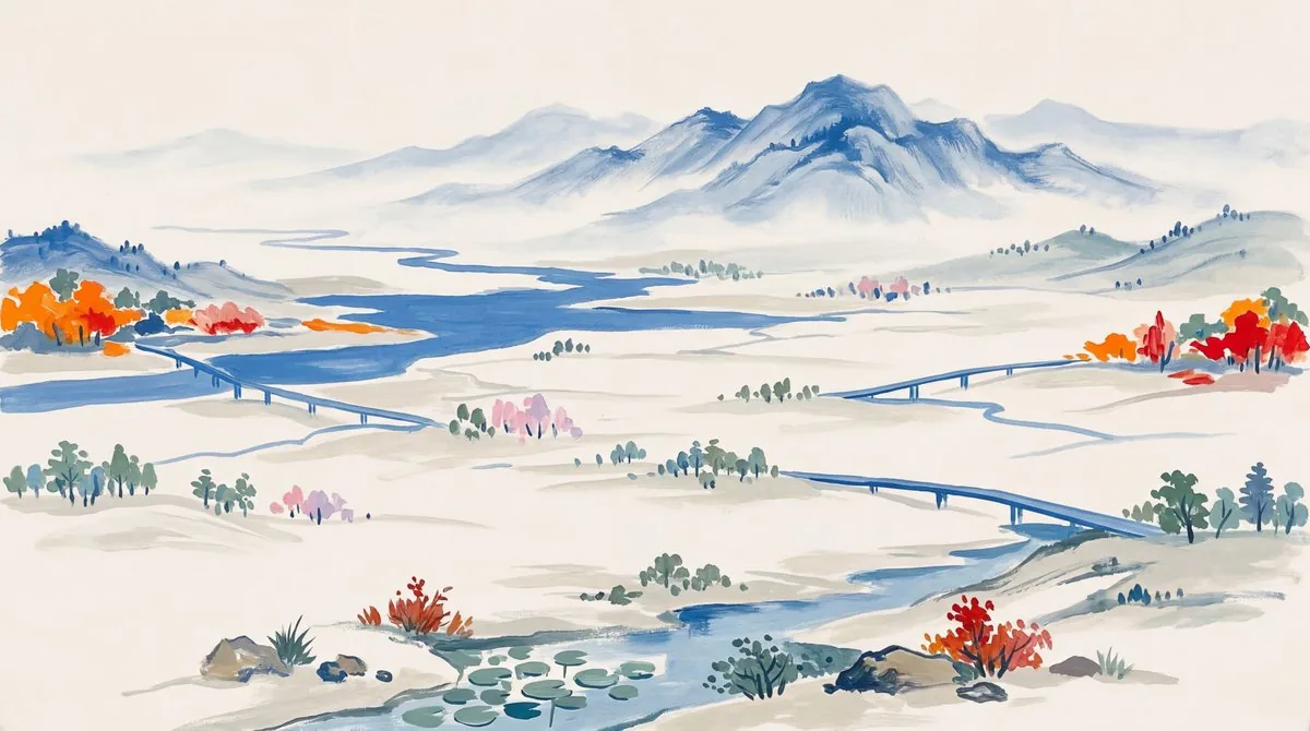 Landscape Painting with Color Palette for Nano-Banana-Pro reference