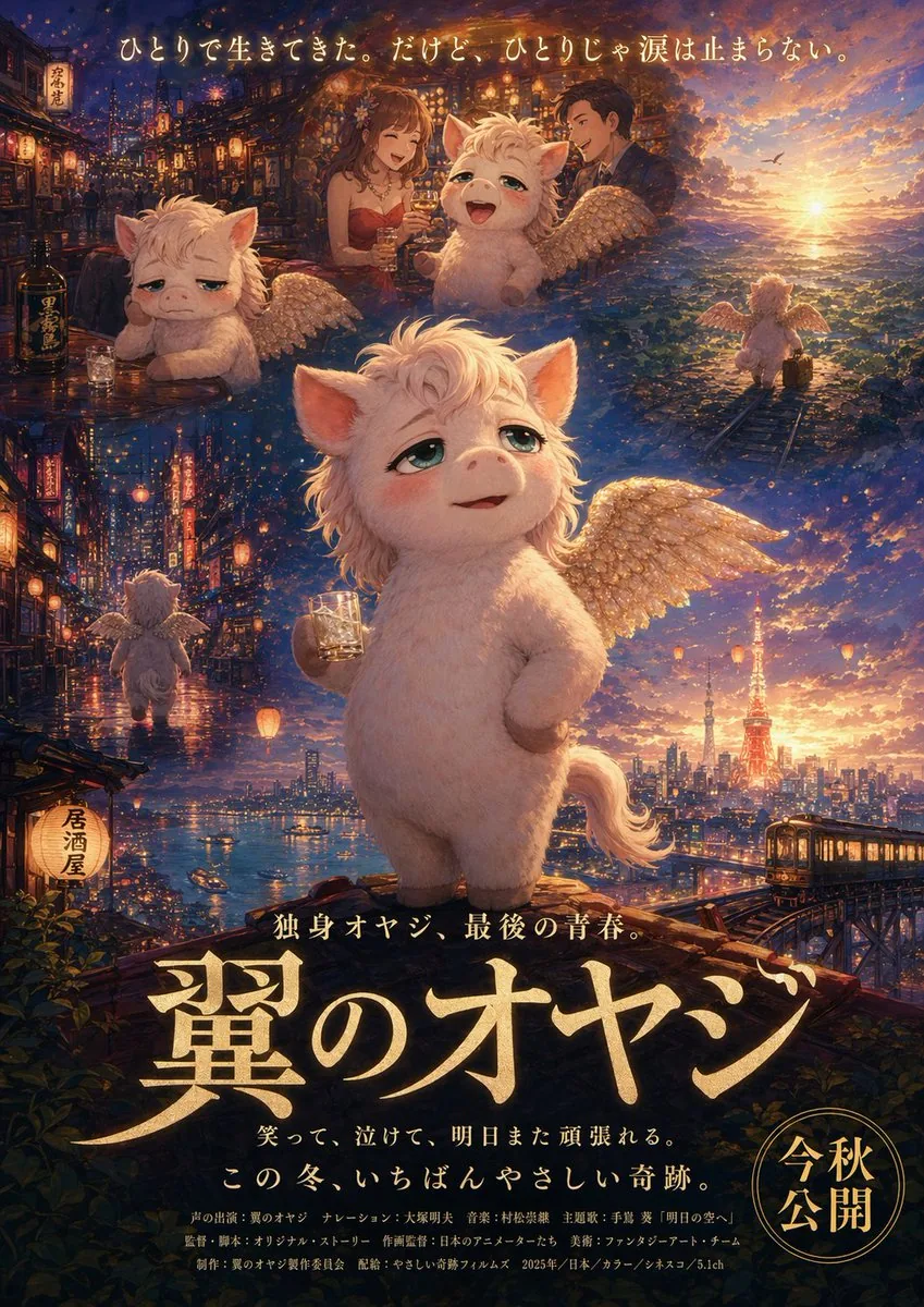 Japanese Fantasy Winged Pig Film Poster reference