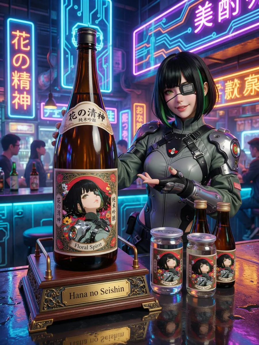 Fictional Sake Brand Bottle Design reference