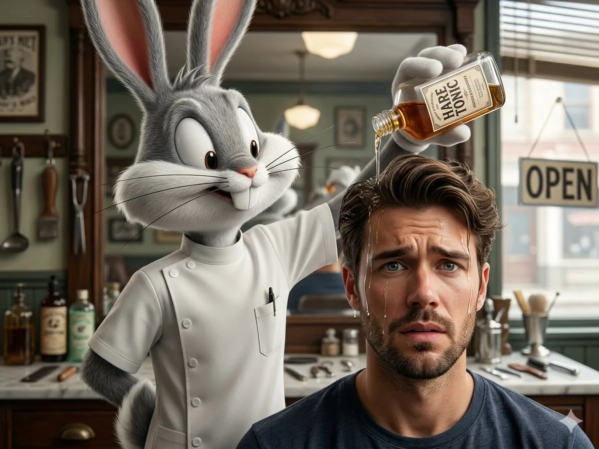 Hyper-Realistic Bugs Bunny Barber Scene reference