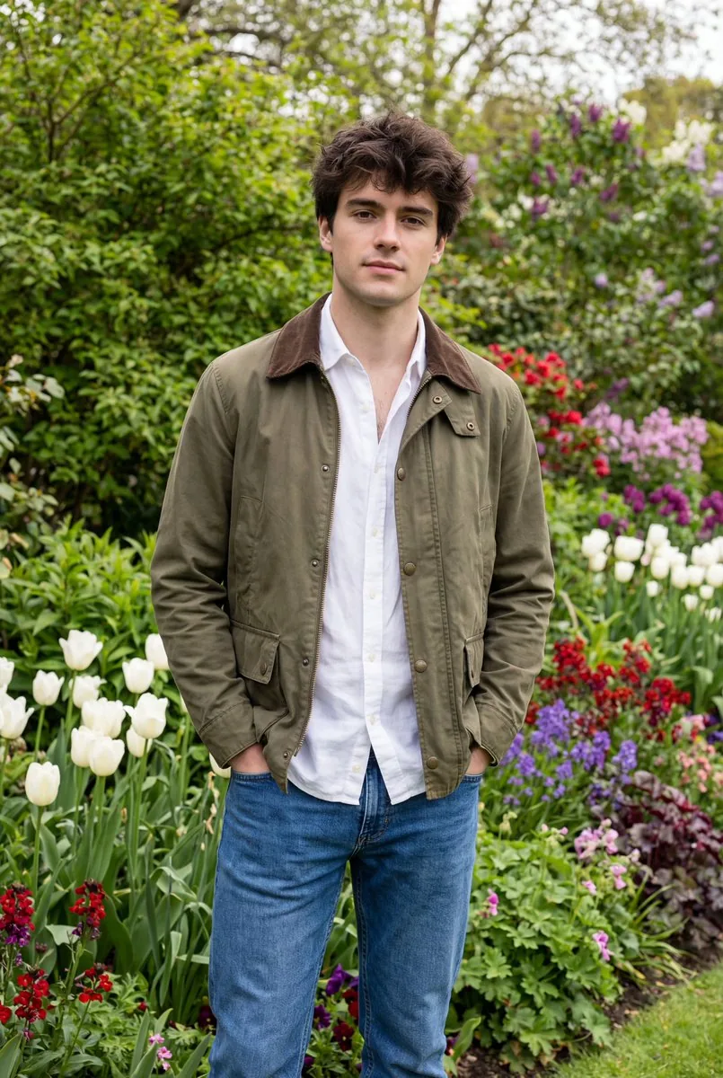 Natural Editorial Portrait of a Man in a Garden - Nano Banana Pro AI Prompt for Social Media Post reference