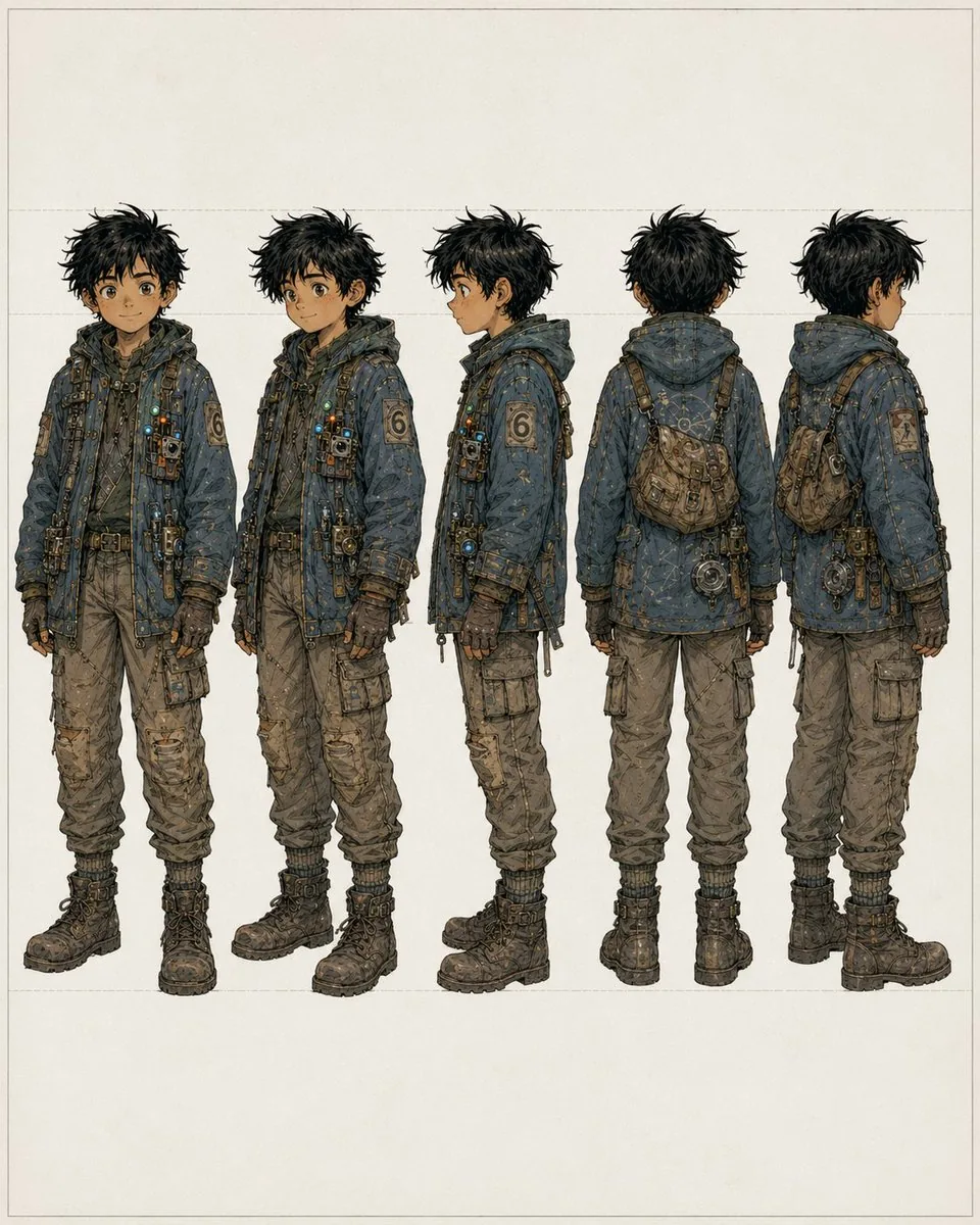 Five-View Boy Scavenger Turnaround reference