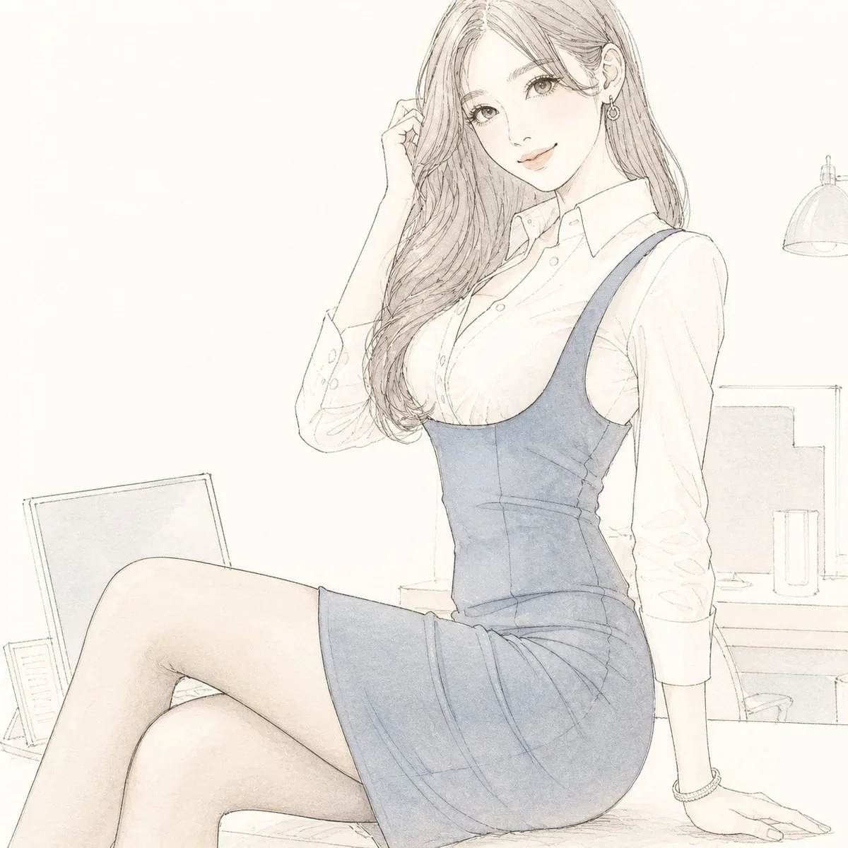Pale Watercolor Line Art Transformation reference