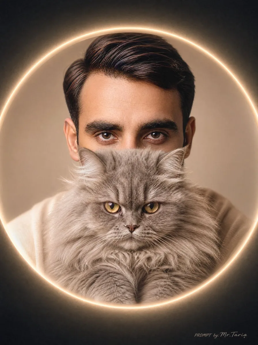 Glowing Cat Profile Portrait reference