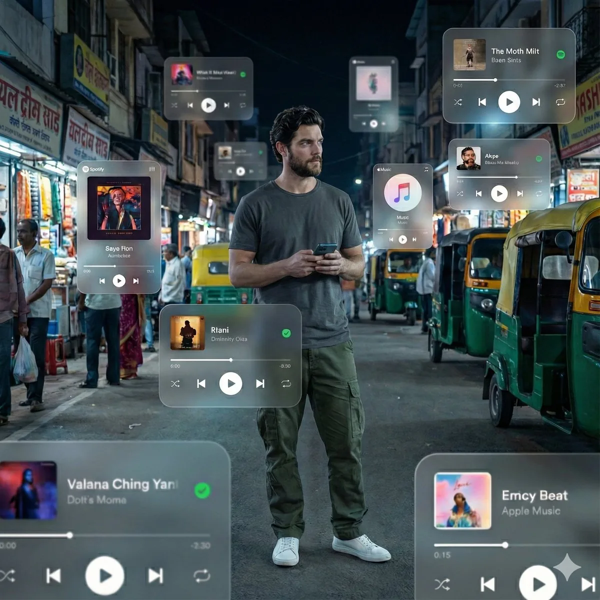 Cinematic AR Visualization in Indian Street Market - Nano Banana Pro AI Prompt for Social Media Post reference
