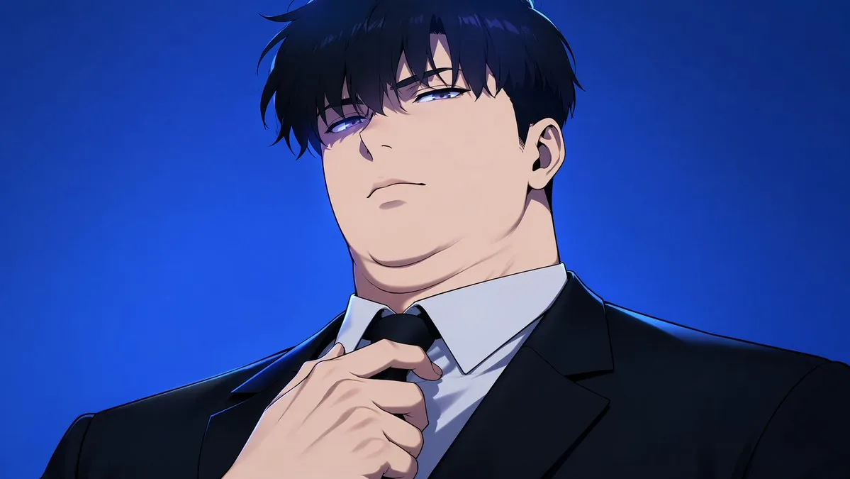 Manhwa Style Boss Adjusting Tie reference
