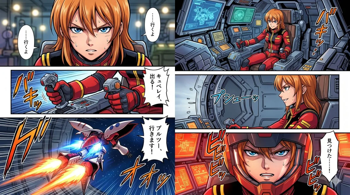 Six-Panel Mecha Pilot Manga reference