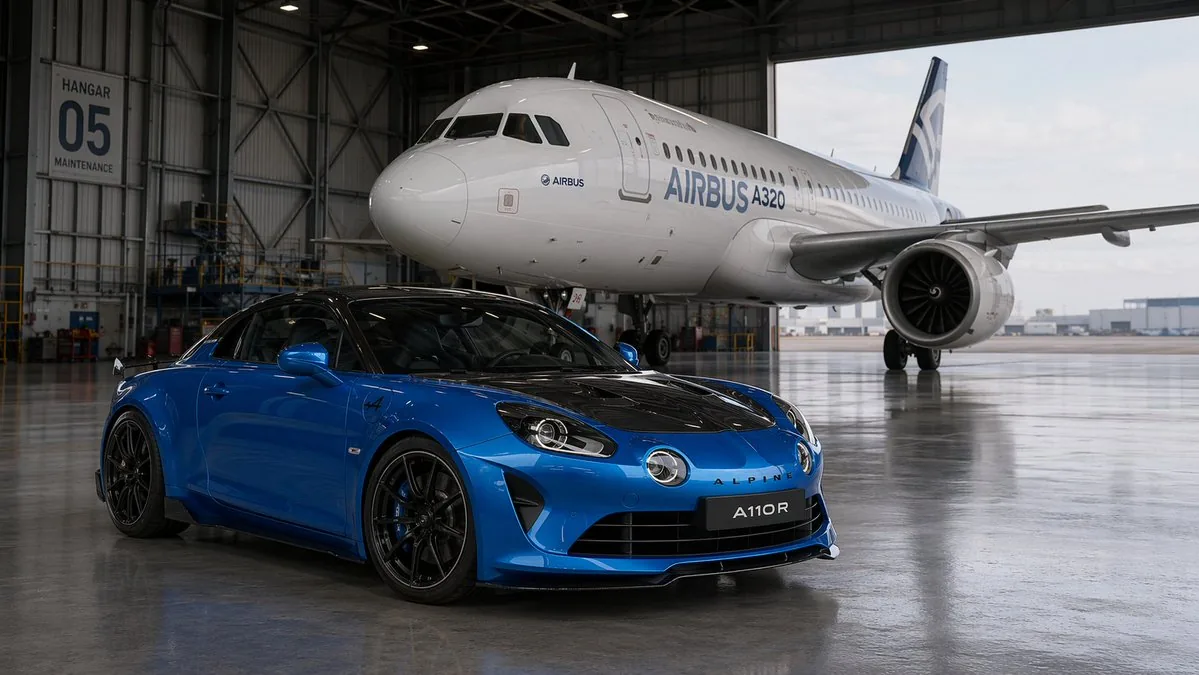 Sports Car and Airliner in Hangar reference