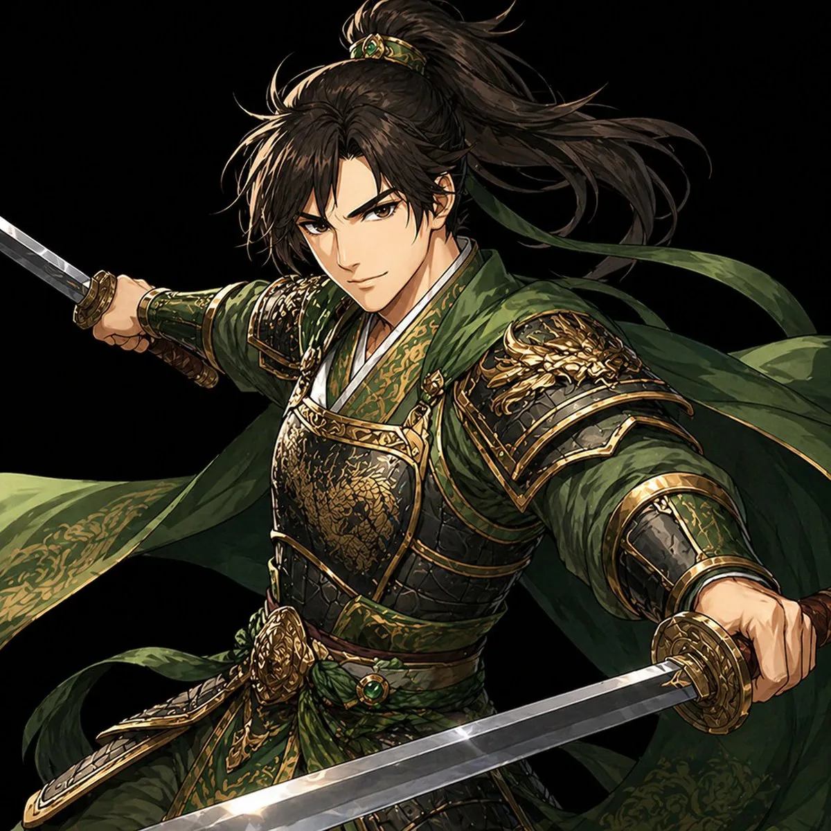 Green Armored Dual-Sword Warrior reference