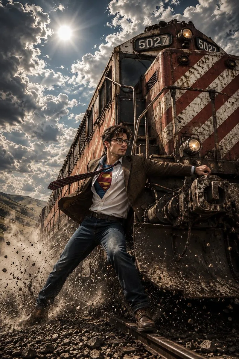 Heroic Action Train Stopping Portrait reference