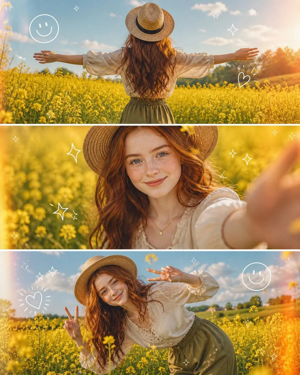 Editorial Fashion Flower Field Collage reference