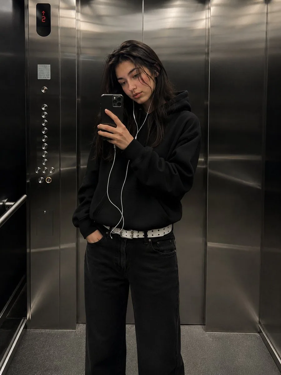 Urban Streetwear Elevator Mirror Selfie reference