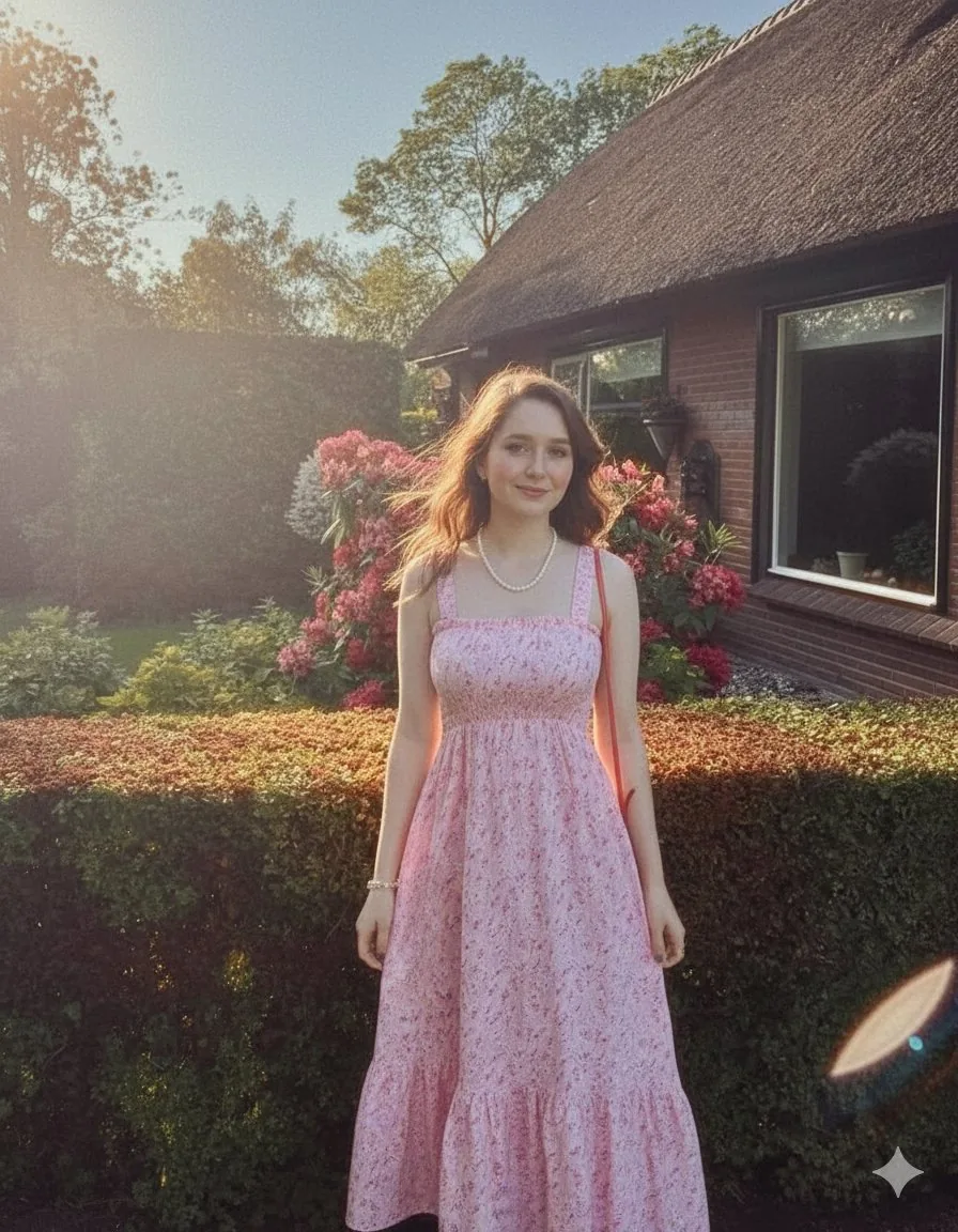 Elegant Summer Portrait in an English Country Garden - Nano Banana Pro AI Prompt for Social Media Post reference