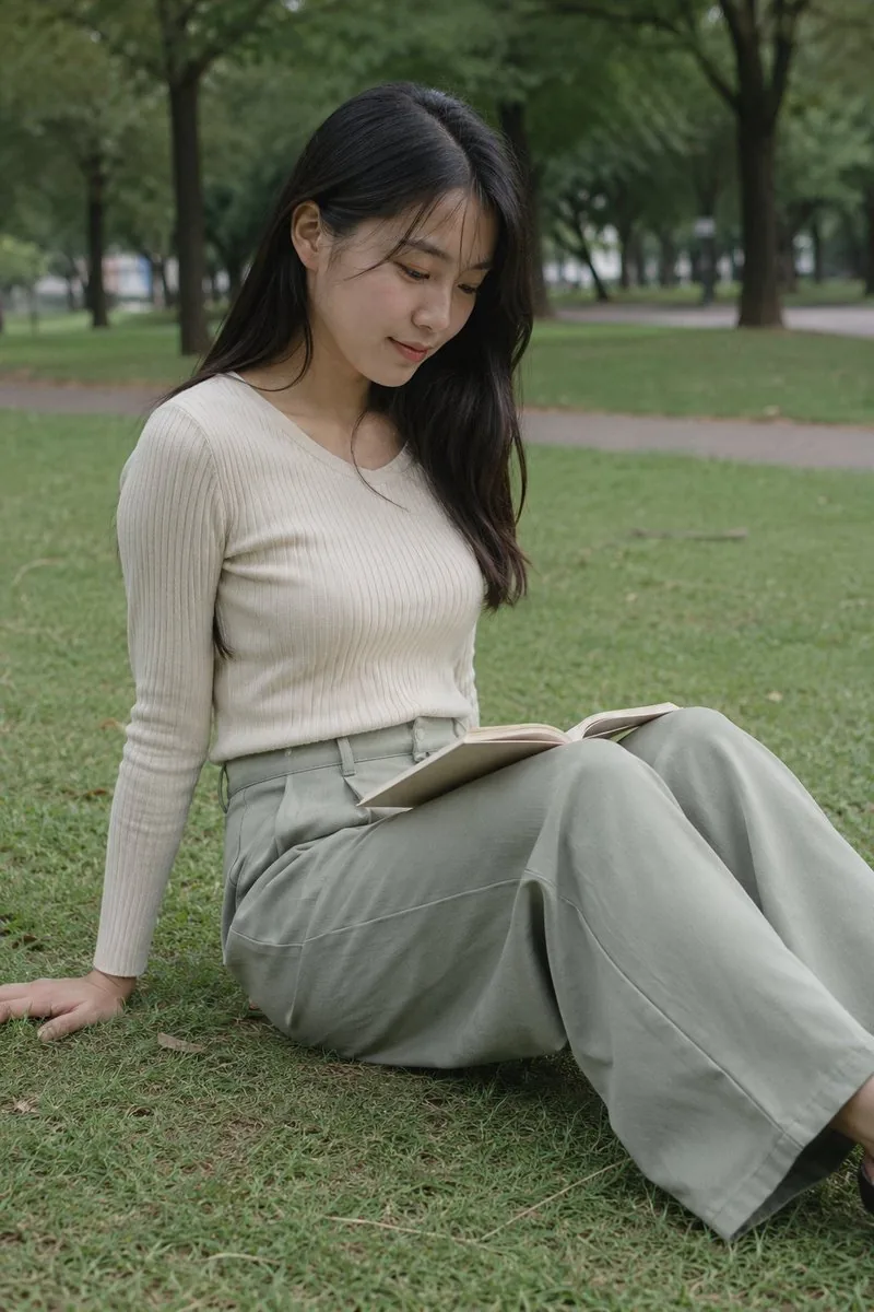 Candid Park Reading Portrait reference