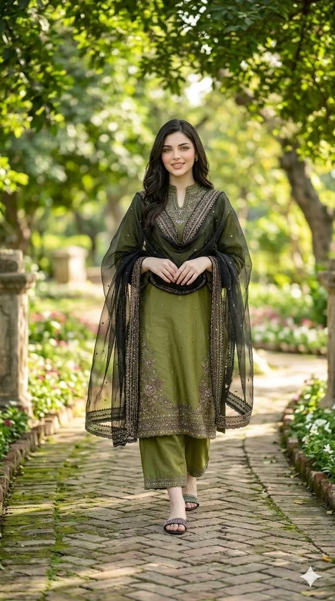 Garden Pathway Fashion Portrait - Nano Banana Pro AI Prompt for Product Marketing reference