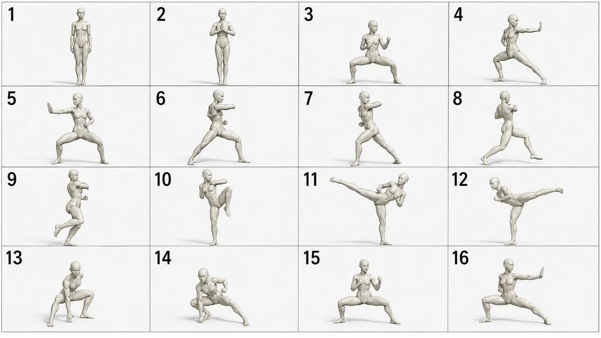 Martial Arts Grid Motion Prompt reference