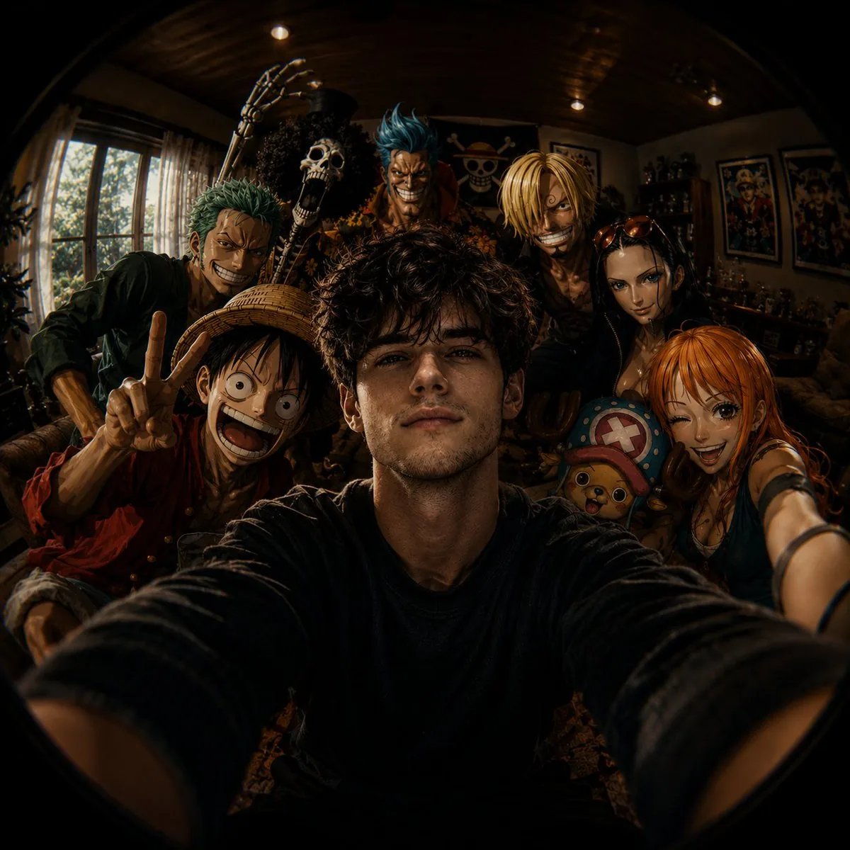 Fisheye Anime Group Selfie reference