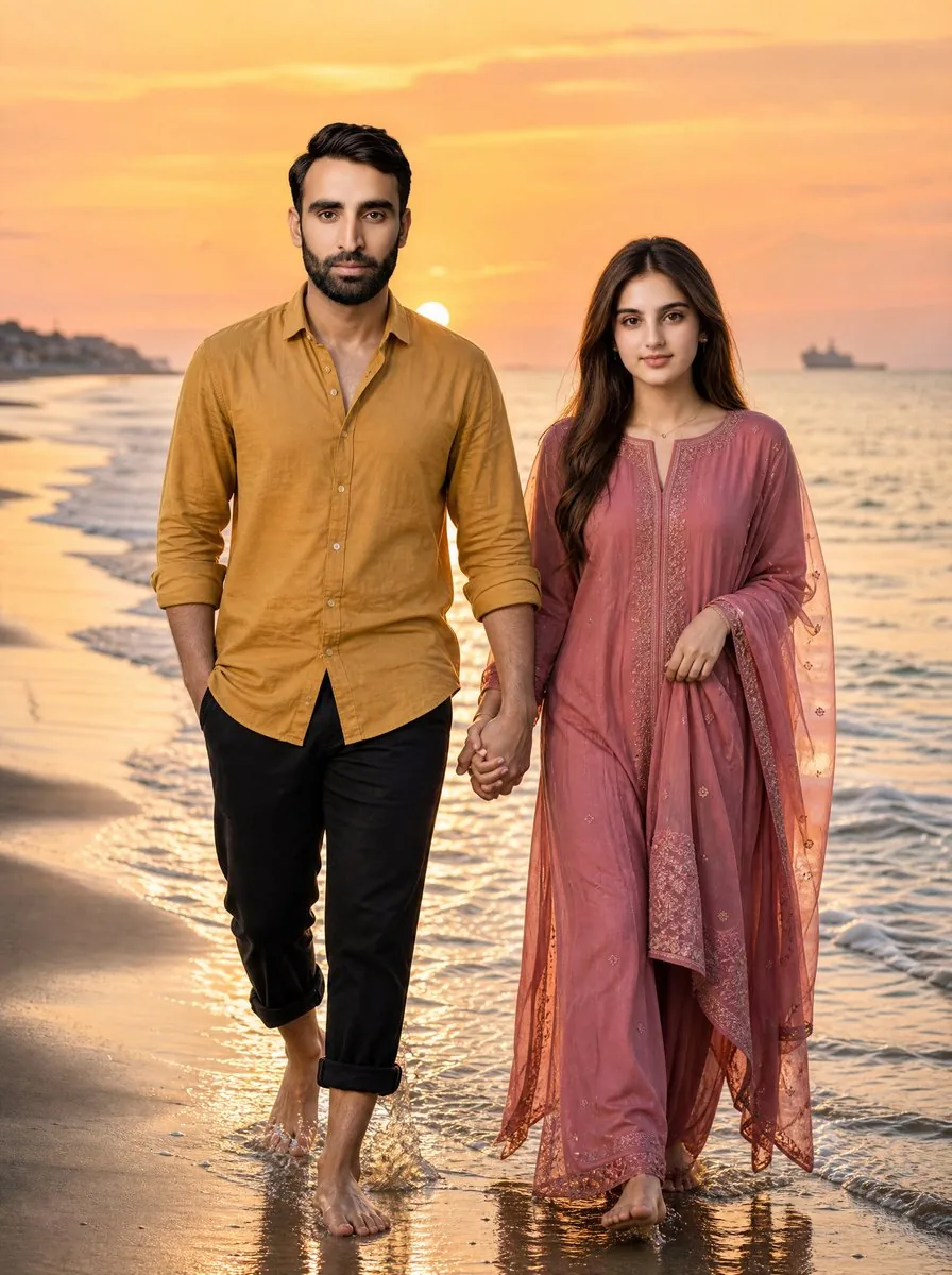 Golden Hour Beach Couple reference