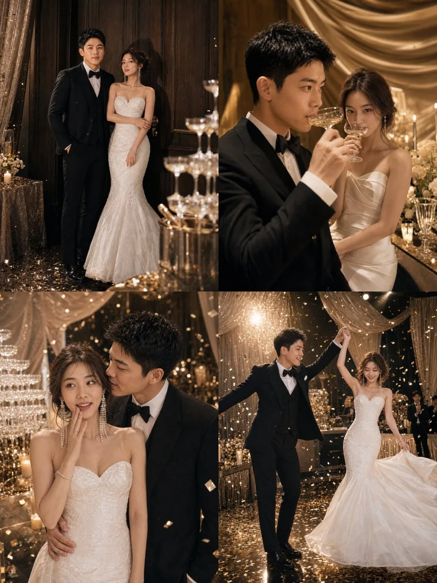 Luxury Midnight Party Wedding Editorial reference