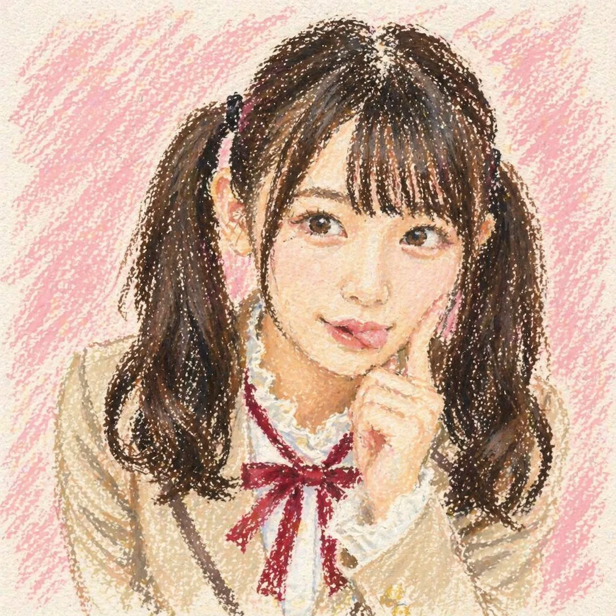 Cute Oil Pastel Schoolgirl Portrait reference